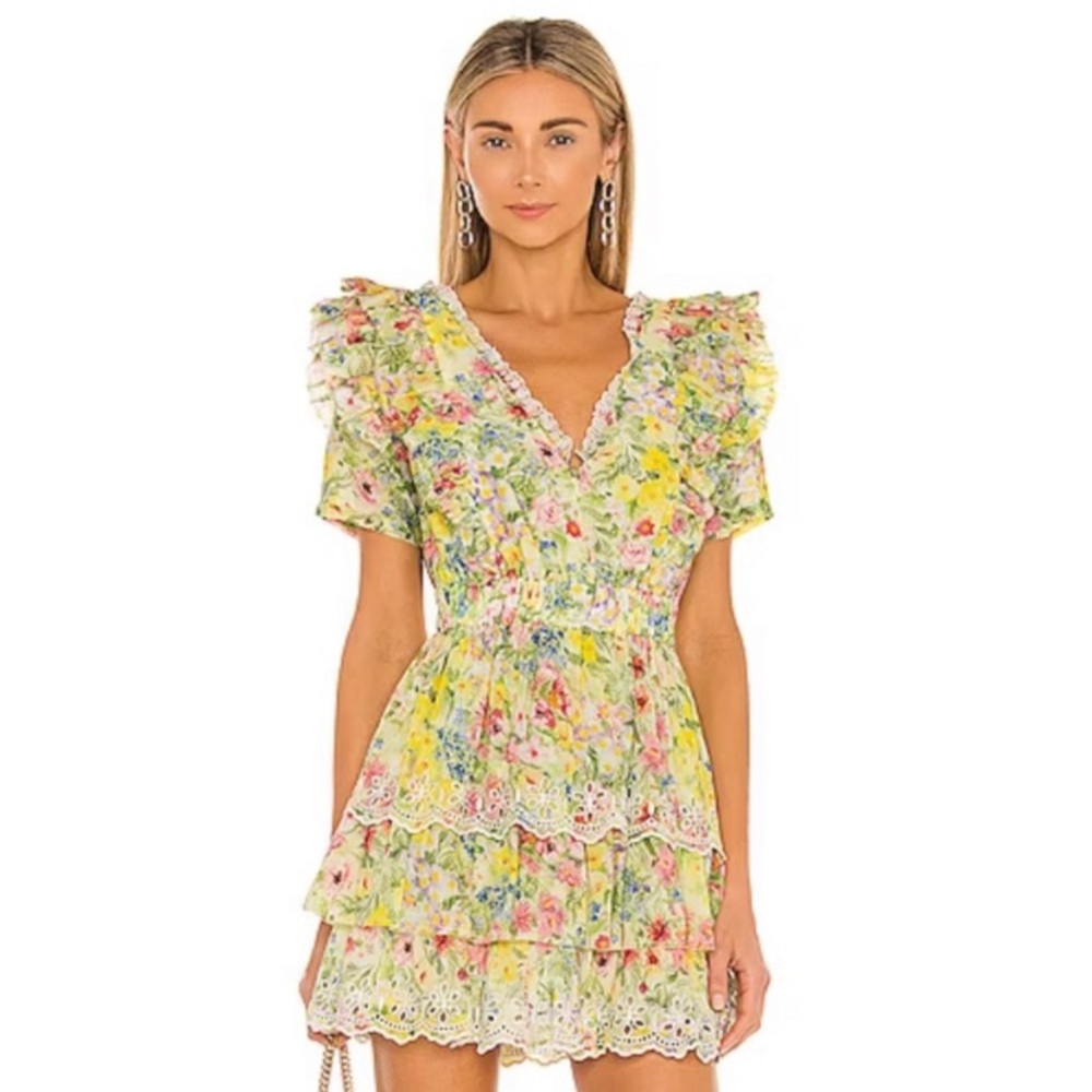 LoveshackFancy Aldina Tiered Mini Dress size Small